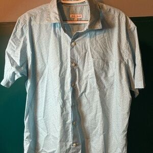 Peter Millar Sky Blue an Green Casual Button Down Short Sleeve Shirt